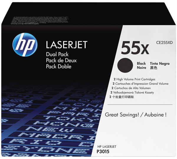 <b>HP 55XD Cartus Toner LaserJet Negru (Pachet Dublu) (CE255XD) pentru seria de imprimante HP LaserJet Enterprise P3015, P3015d, P3015dn, P3015x ;</b>&nbsp;big picture
