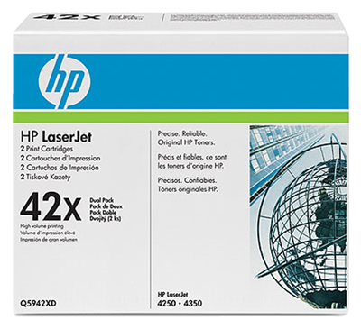 HP 42A LaserJet Cartus Toner Negru (pachet dublu) (Q5942XD) pentru HP LaserJet 4250, 4350 Printer Series&nbsp;big picture