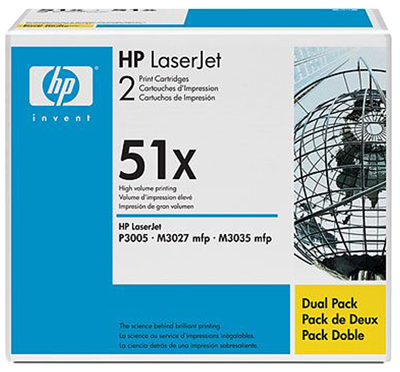 HP 51X Cartus Toner Negru (pachet dublu) (Q7551XD) pentru HP LaserJet P3005 Printer Series, P3027, P3035 MFP Series&nbsp;big picture